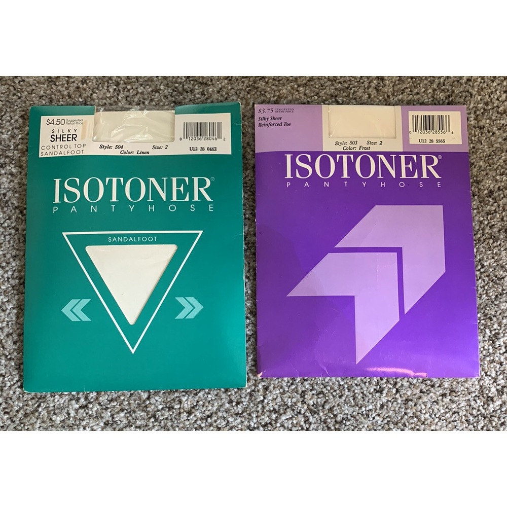 Vintage NOS Isotoner Pantyhose Silky Sheer Control Top Size 2 Frost and Linen